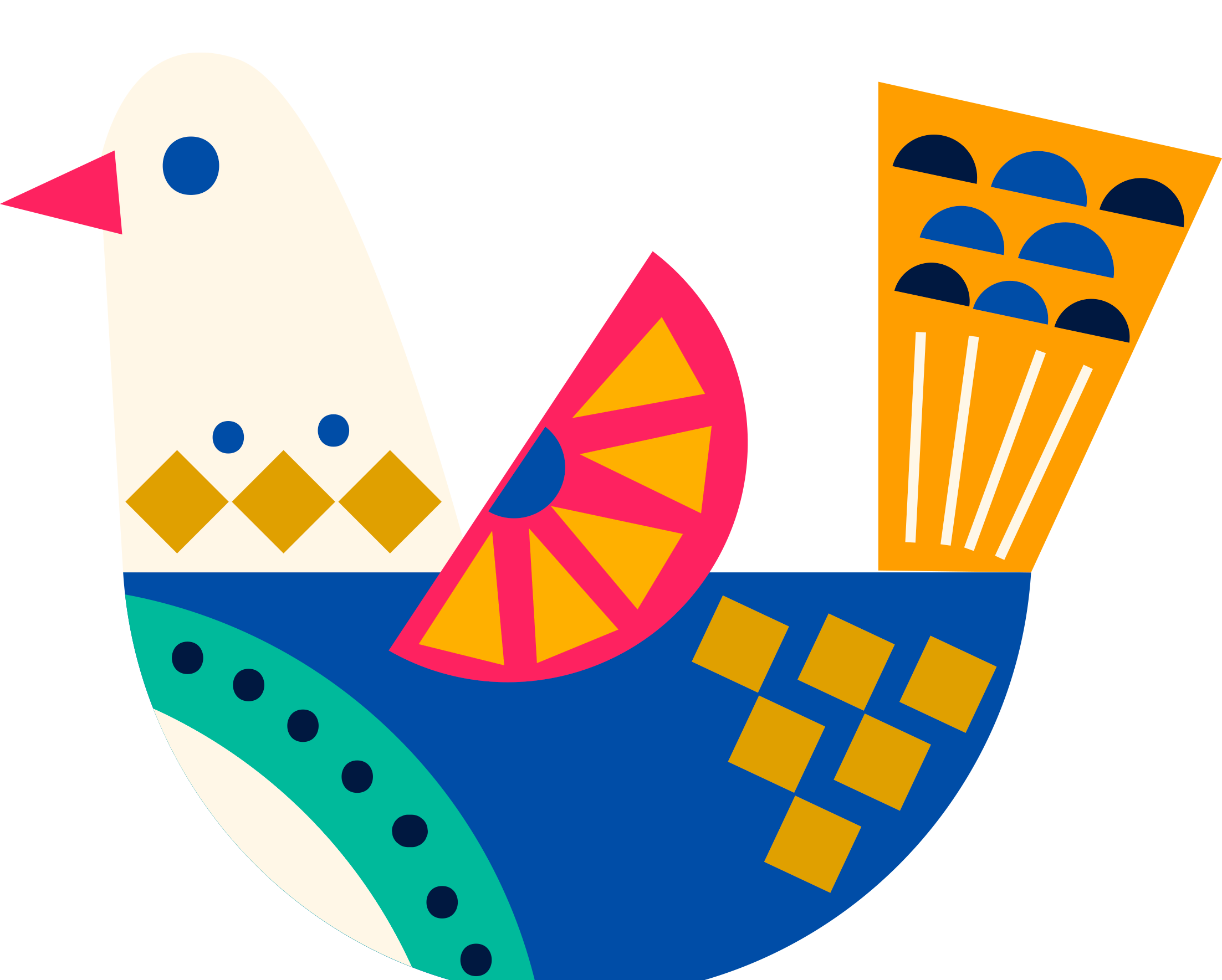 Ilustração de um pombo com padrões de Natal